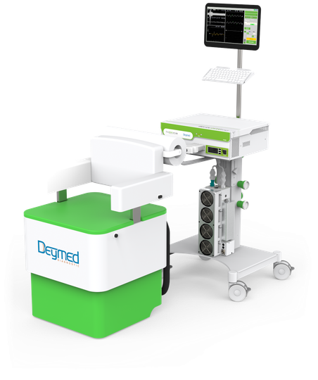 Sistema DuoMAG rPMS: DuoMAG XT-100 con refrigeración por líquido en el MagCart y MagChair